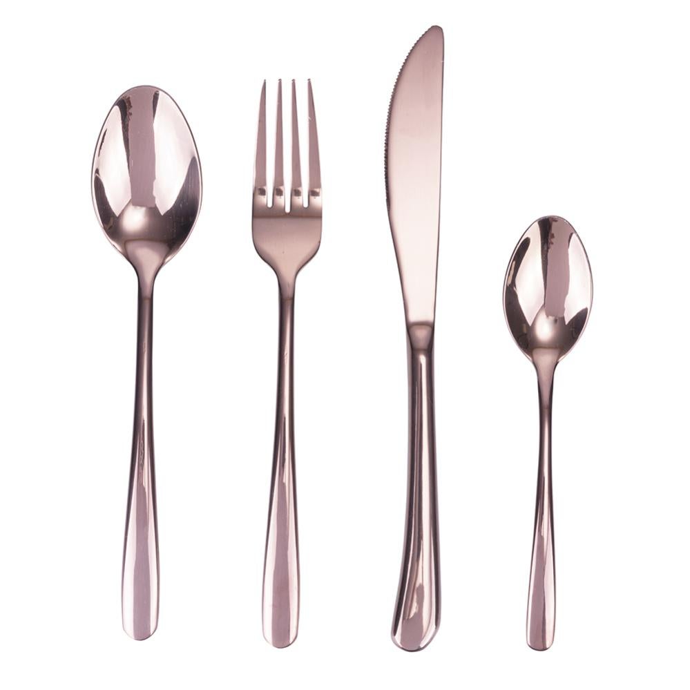 Posate Rame Collection Servizio Set di Posate 24 Pezzi in Acciaio Inox Villa D’este Home ...