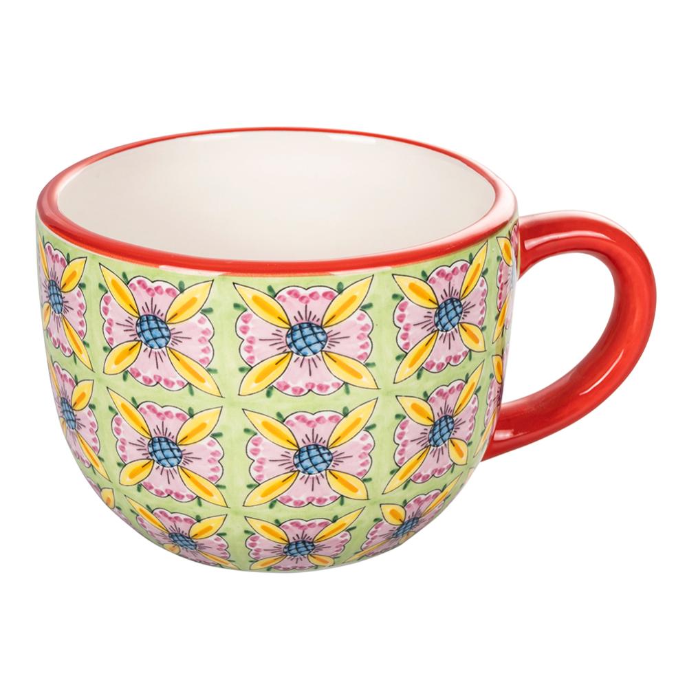 Tazza In Ceramica Originale Bunzlauer - 0,42 L - Decorazione 166a - Fatto A Mano, Resistente E Lavabile In Lavastoviglie