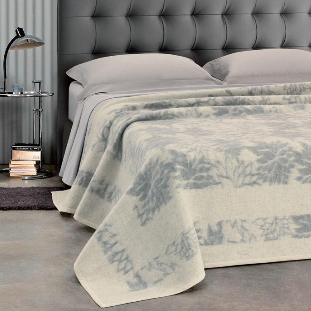 Coperta Boston Casatessile Misto Lana 180x220 Cm, 450 Gr/mq, Grigia, Double Face, Made In Italy
