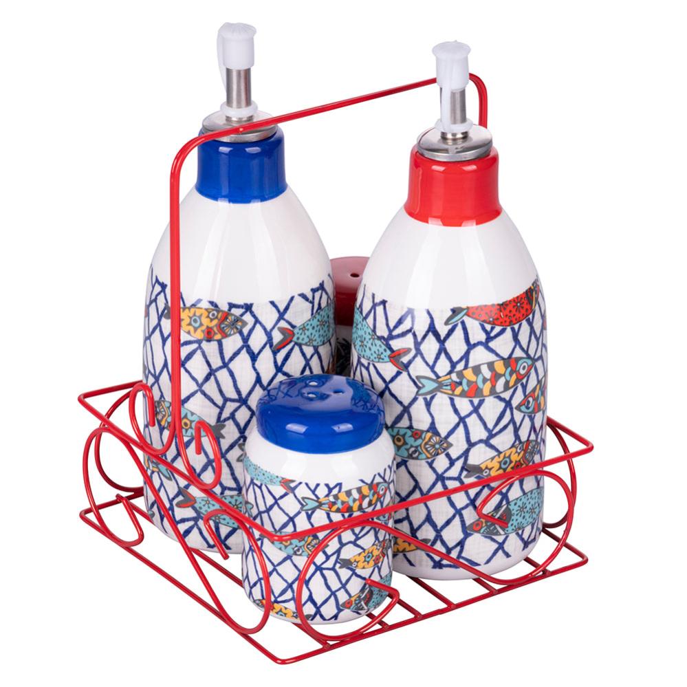 Menage Da Tavolo Rotondo In Acciaio Inox E Vetro – Set Da 3 Pezzi: Saliera, Pepiera E Portastuzzicadenti, 50 Ml, Altezza 15 Cm
