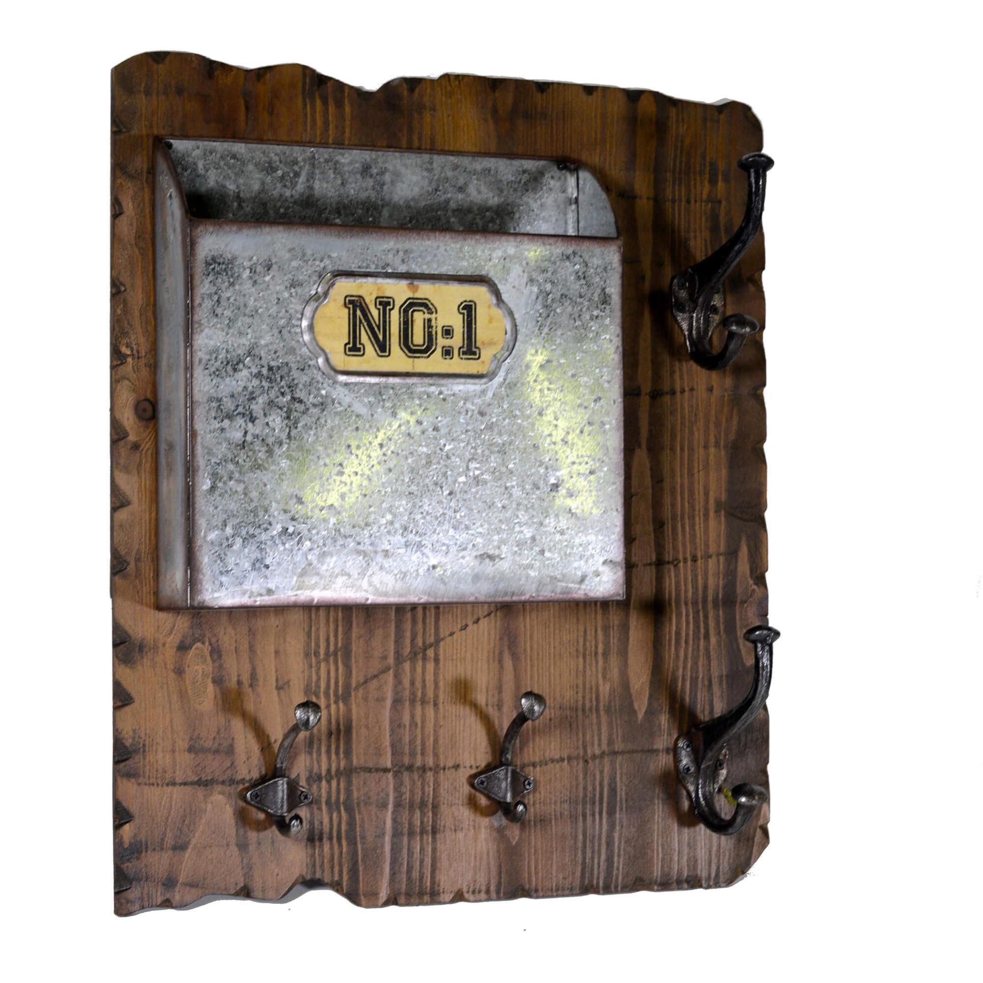 Portalettere In Legno Da Parete 2 Posti Portachiavi Decorazione Shabby - 12