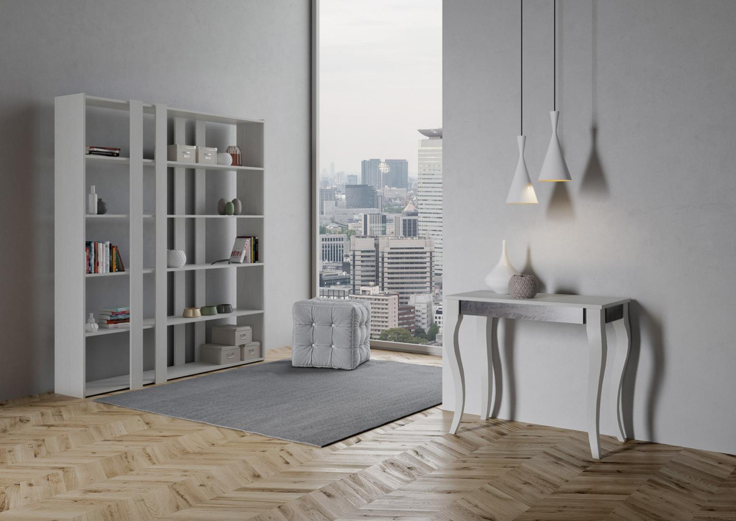 Consolle Allungabile SORRENTO SIGN In Legno - Bianco, 110x50x75 Cm, 5 Allunghe Da 50 Cm, Struttura Metallo
