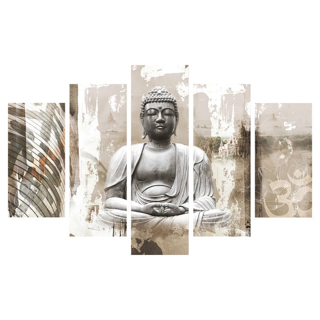 Tableau Bouddha D'automne 200 X 100 Cm Gris - Tableau - Toile BUT