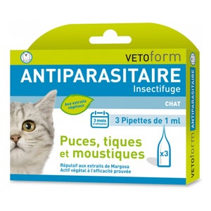 Beaphar Vetopure Pipette Répulsive Antiparasitaire Chats 3 unités