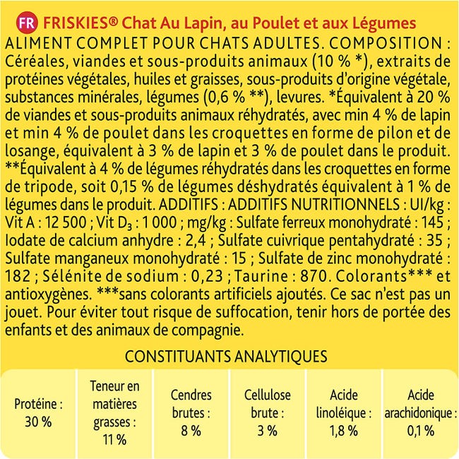 Croquettes Friskies - Chat au Lapin/poulet/légumes 2kg