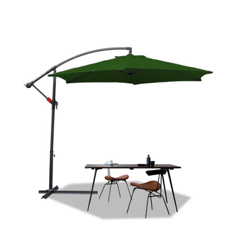 Parasol Déporté KESSER 350 Cm - Toile Imperméable, Inclinaison Réglable, Manivelle, Protection UV - Pour Terrasse Et Jardin