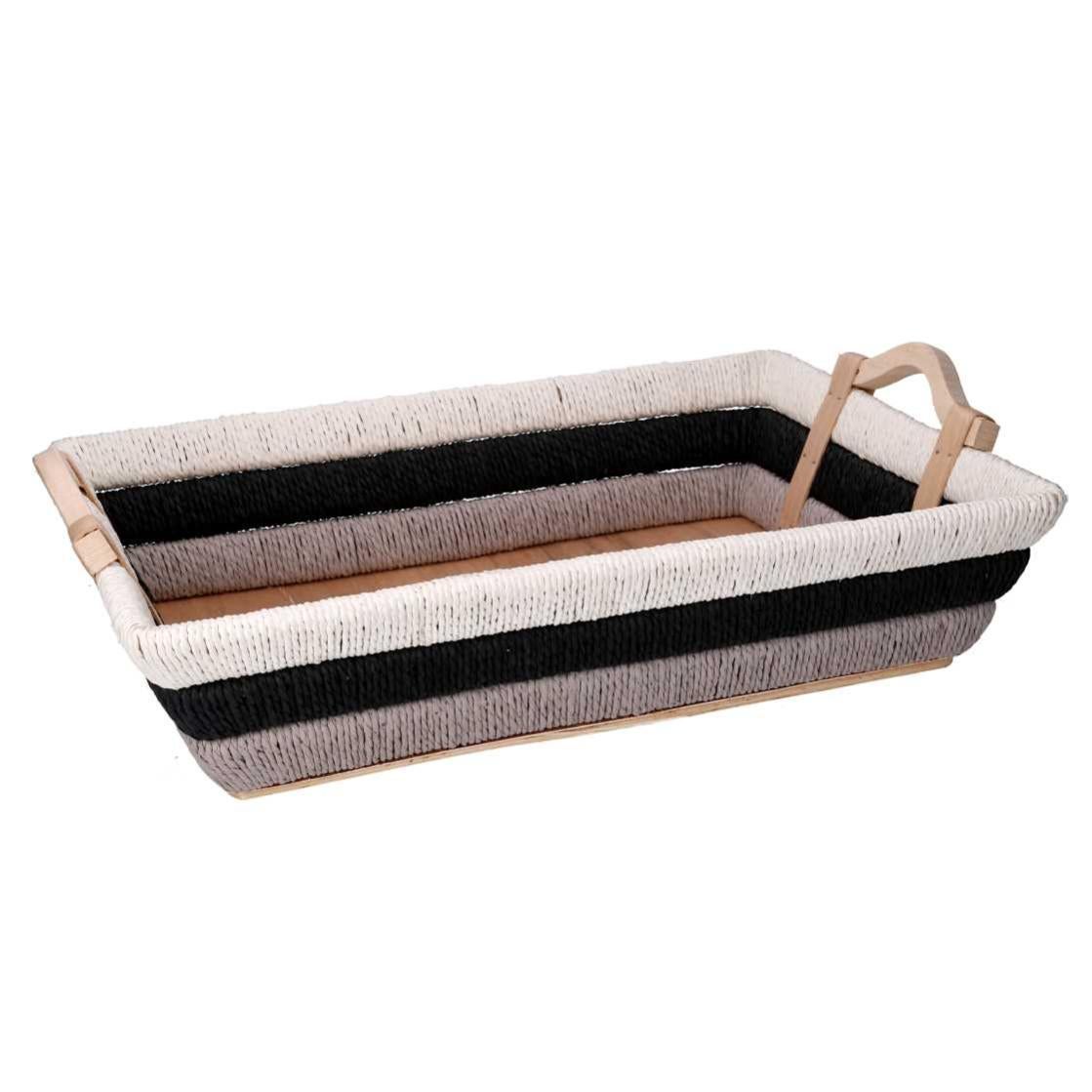 Grande Cesto In Vimini Per Spesa E Picnic 50x35x38 Cm Con Inserto Tessuto Natalizio