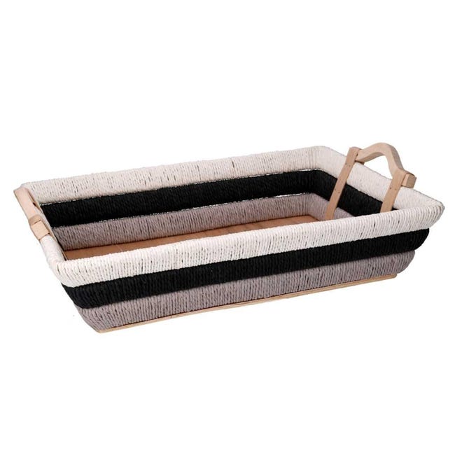 Grande Cesto In Vimini Per Spesa E Picnic 50x35x38 Cm Con Inserto Tessuto Natalizio