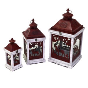 Bougeoir De L'Avent Métal Noir Allongé - Motif Renne Et Arbre - Décoration Moderne Pour Noël