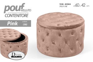 2 Pouf contenitore Lux, Velluto Rosa antico [35x39cm-39x49cm] – Papee Home