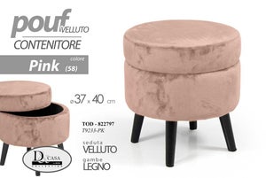 2 Pouf contenitore Lux, Velluto Rosa antico [35x39cm-39x49cm] – Papee Home