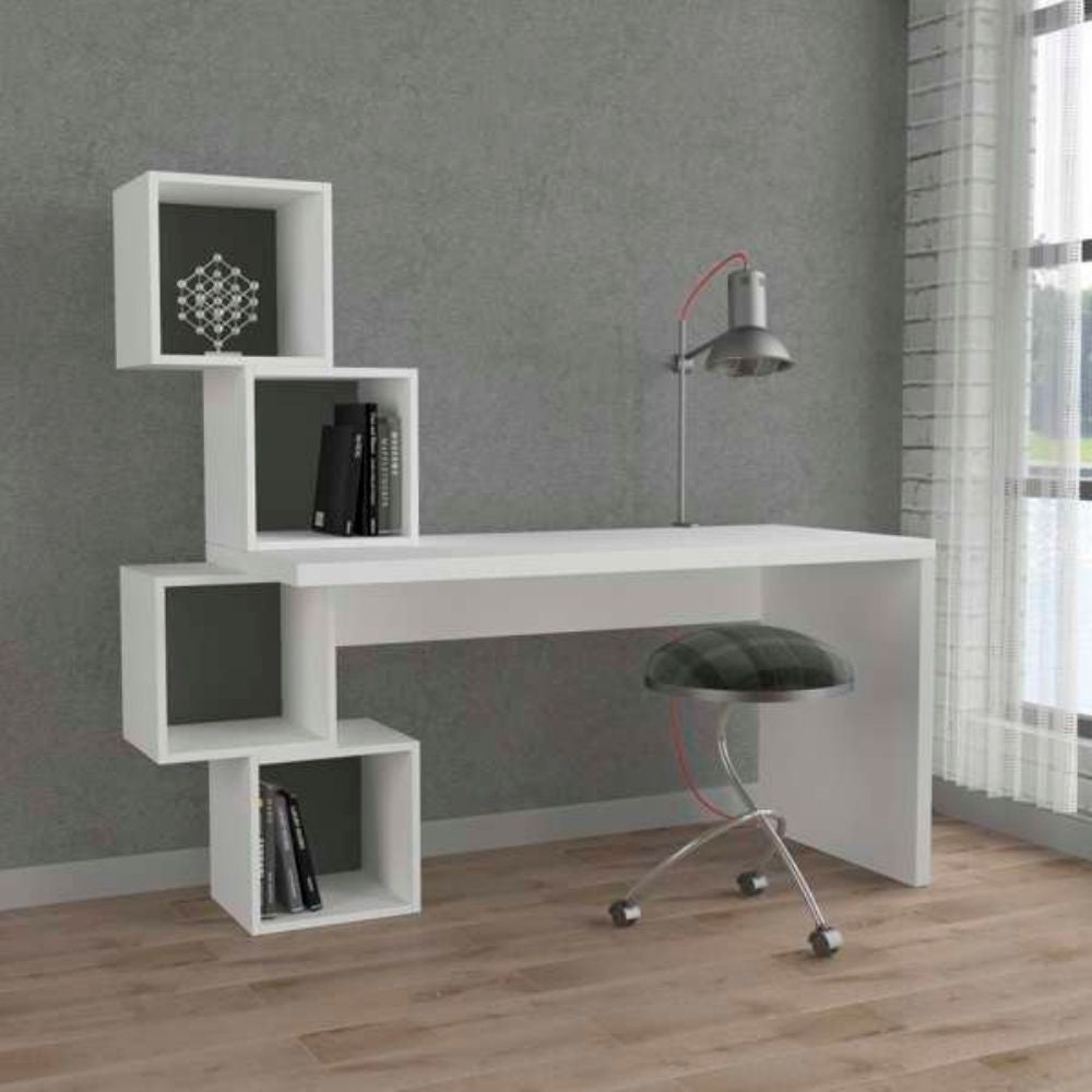 Scrivania design moderna con libreria colore antracite e bianca Laby L140 FZ