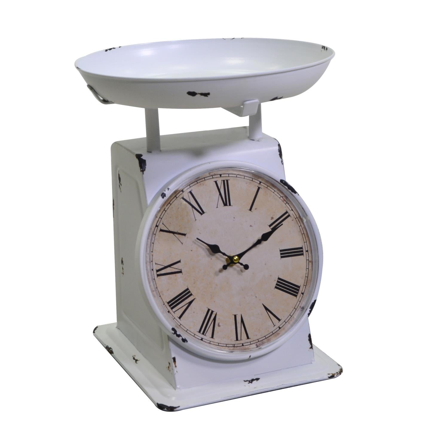 Orologio bifacciale da parete tipo stazione in ferro battuto finitura  bianco anticato L33XPR10xH36 cm