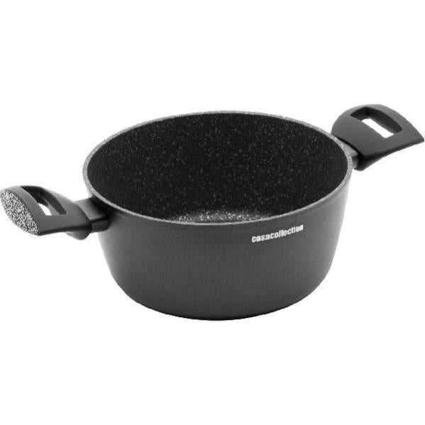 Home Stone Casserole Antiadhésive 22 Cm Avec 2 Anses - Pierre Gris Anthracite