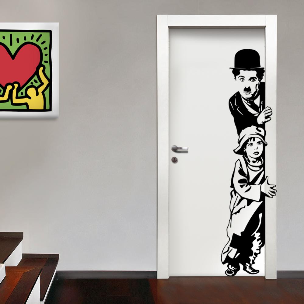 Charlie chaplin - vinilo adhesivo de pared 45x185 cm - color negro