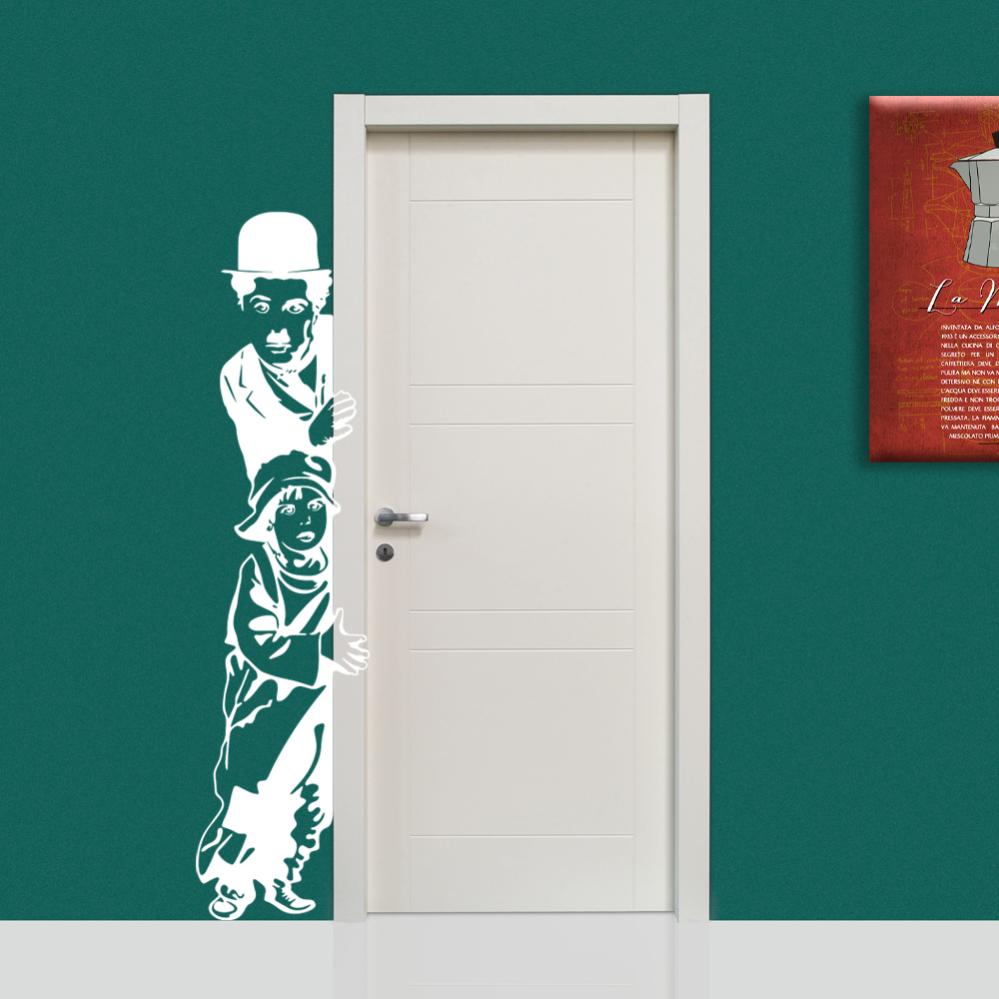Charlie chaplin - vinilo adhesivo de pared 45x185 cm - color blanco