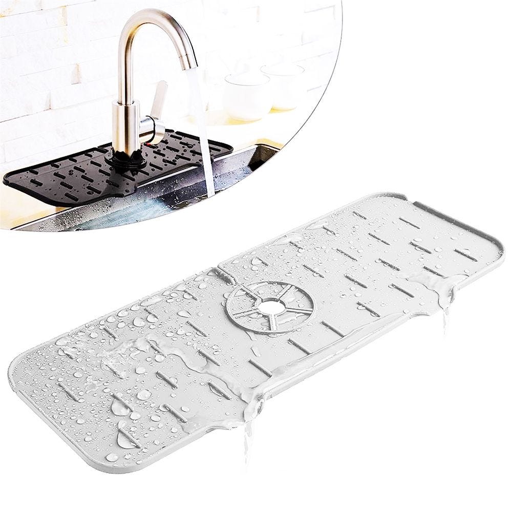 Tapis Robinet Silicone Evier Cuisine Blanc - Protection Anti