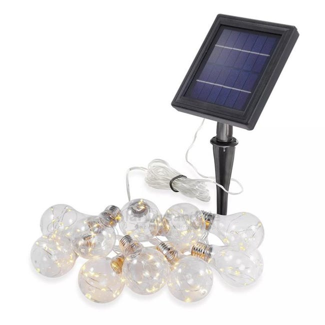 Guirlande 10 suspensions solaires Spirale 50 LEDs blanc chaud