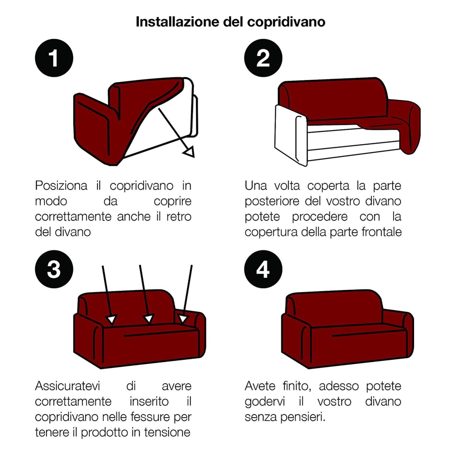 Fascia Copricuscino Per Divano 3 Posti – Tessuto Bi-elastico, Adatto Per Cuscini Da 145 A 200 Cm – Colore A Scelta
