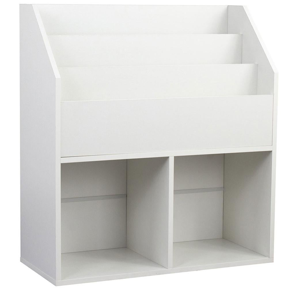 LAND·VOI Libreria Da Scrivania In Legno Bianco - Organizer A Ripiani Con 3 Scomparti Superiori E 2 Laterali EDS01W