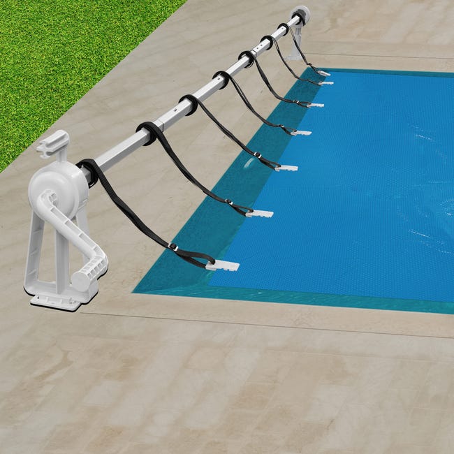 Système d'enroulement pour bâches solaires et bâches de piscine 1,05 - 6,15  m installation fixe
