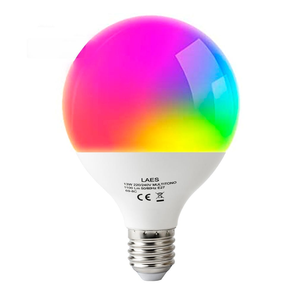Bombilla globo LED E27 RGB 95mm con mando a distancia