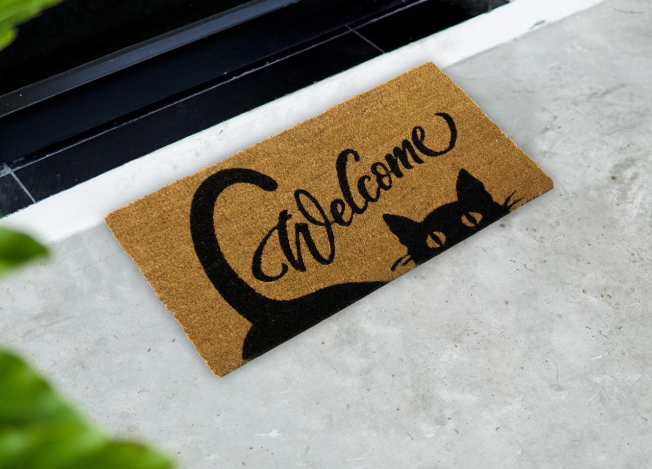 Zerbino In Coco Welcome Con Cane - 40x60 Cm - Antiscivolo Con Retro In Lattice - 2