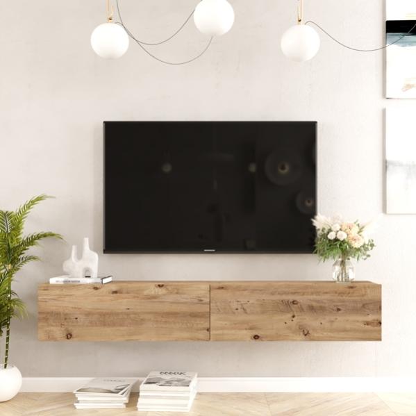 Mobile TV Sospeso HOMCOM Con Luci LED - Moderno In Legno Per TV Fino A 42", Bianco Lucido - Foto 6