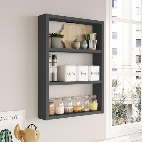 Set da 3 Mensole a cubo in legno 547137 con accessori per il montaggio a parete