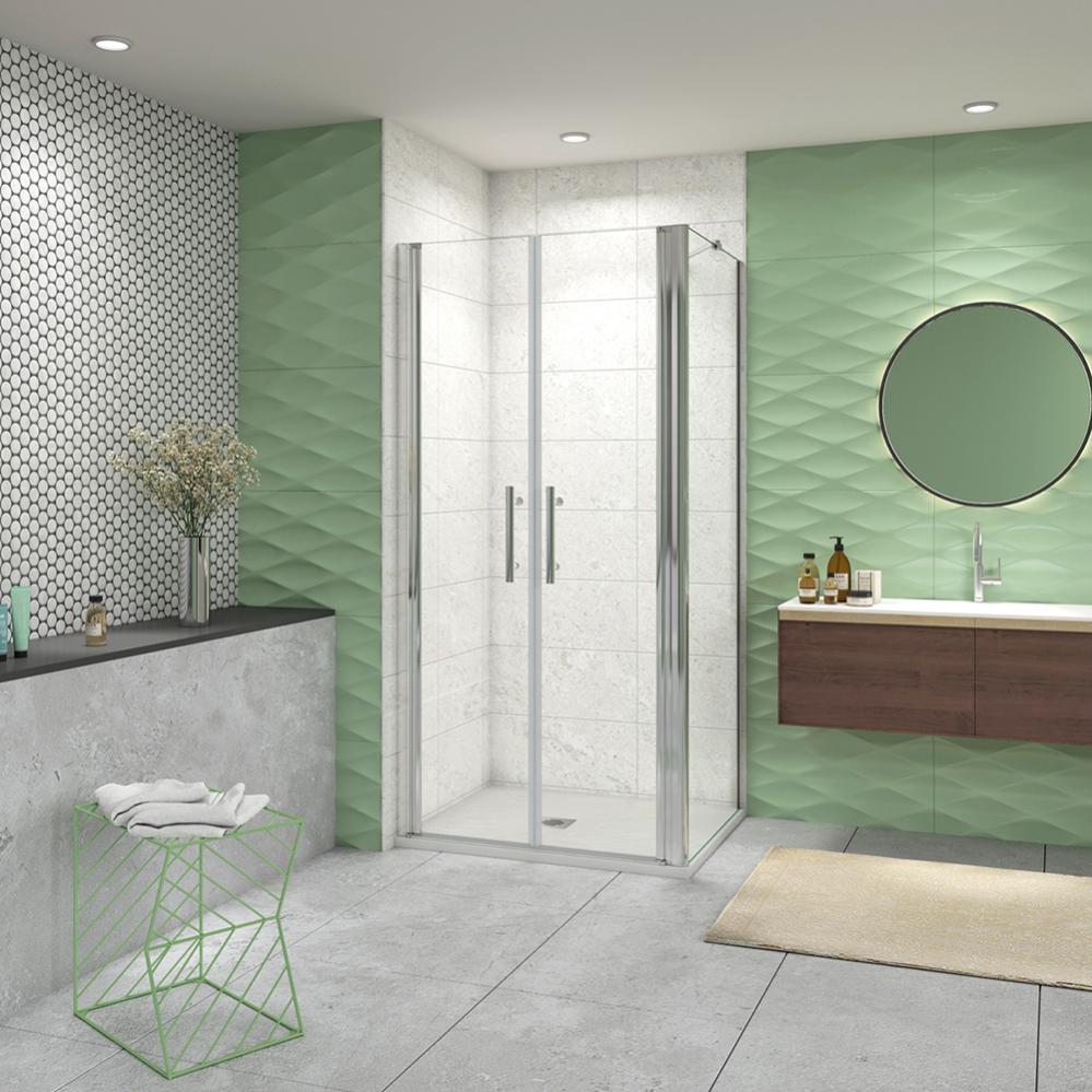Barra Stabilizzatrice Cromo Lucido Per Box Doccia Walk-in - 140 Cm, Sezione Quadrata, Regolabile, Per Vetro Da 6-10 Mm