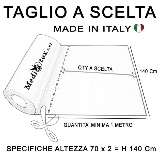 TNT Bianco Tessuto Non Tessuto 100% Polipropilene - Altezza Rotolo 160cm,  70g/mq, Taglio al Metro Lineare