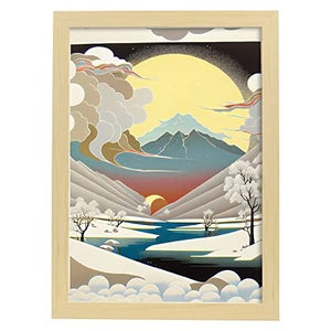 Tableau Art Japonais Decoration Nature Montagne Peinture Japon Poster Art  Cadre