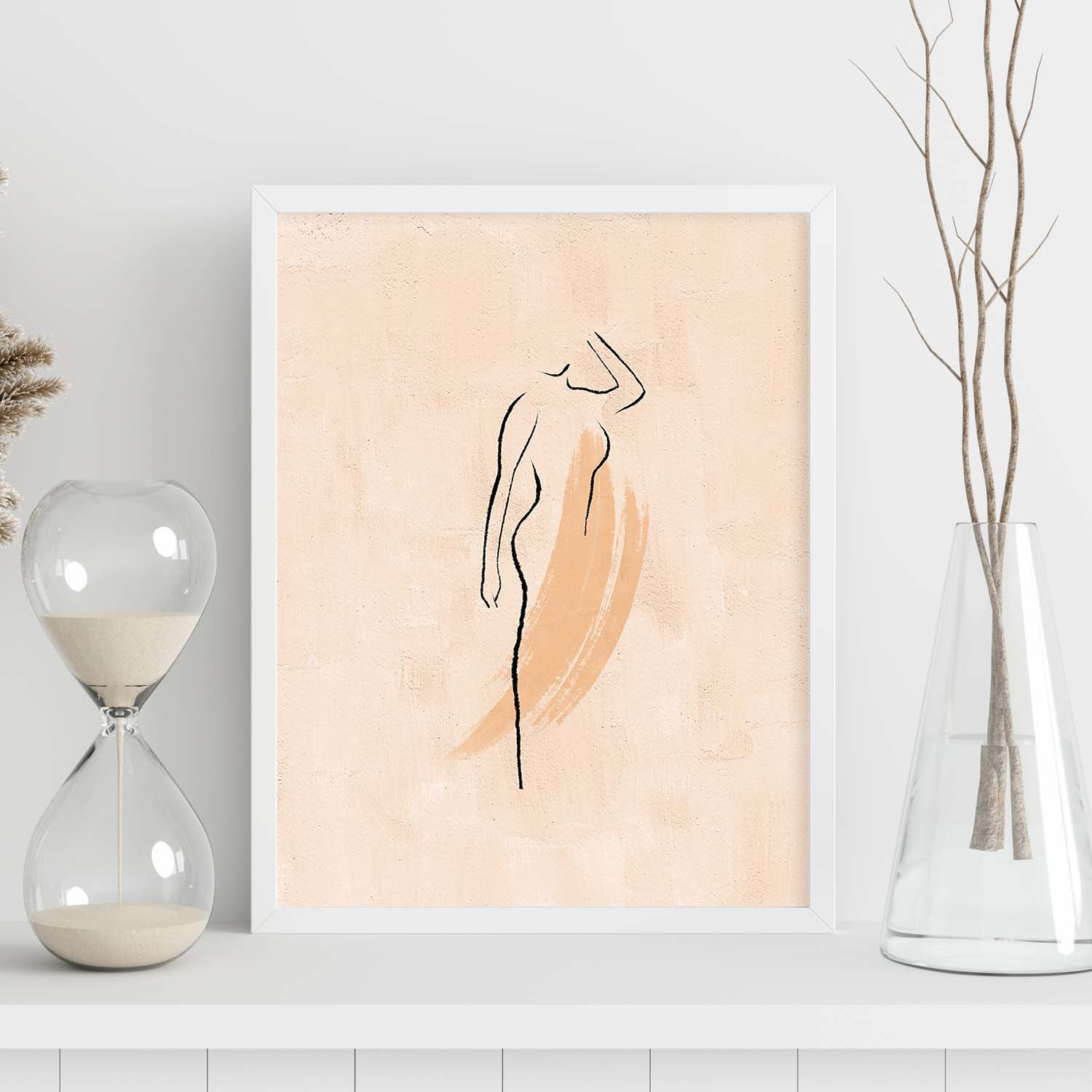 Poster con ilustracion de mujer dibujos con formas caras cuerpos y gestos de mujeres mujeres 17