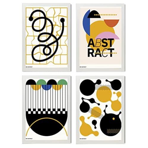 Set Nacnico Di 4 Classici Poster Di Cubismo Astratto Fogli Con Una Mostra  D'arte Estetica Di Colore Pieno Per Il Design E La Decorazione Degli  Interni