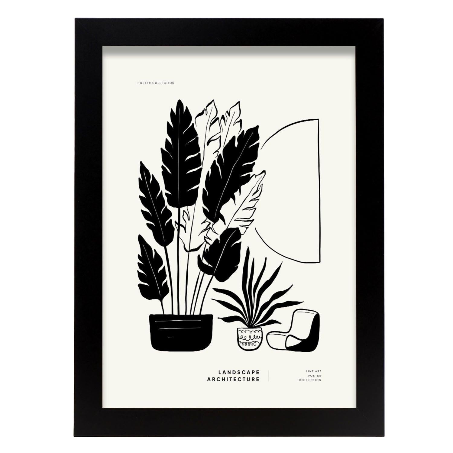 Nacnic Poster A3 Con Cornice – Gru E Montagne – Stampa Artistica Moderna In Bianco E Nero – Decorazione Parete Soggiorno E Camera Da Letto