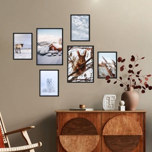 Cadre photo avec affiche - Mouton - Neige - Laine - 60x90 cm