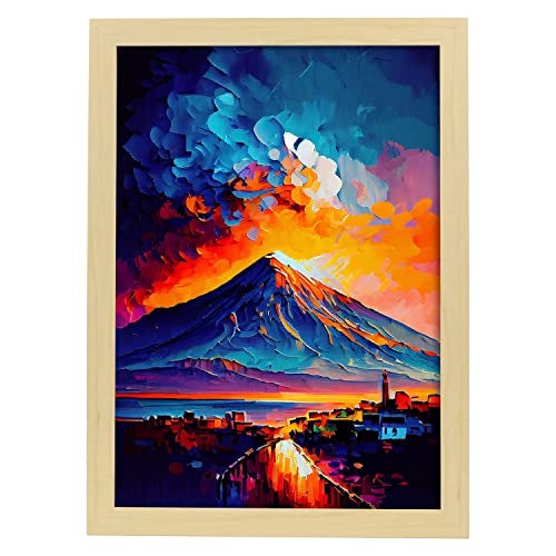 Nacnic poster de monte vesubio en estilo pintura al óleo ilustraciones de monumentos y ciudades en estilo fotográfico a todo color diseño y decoración