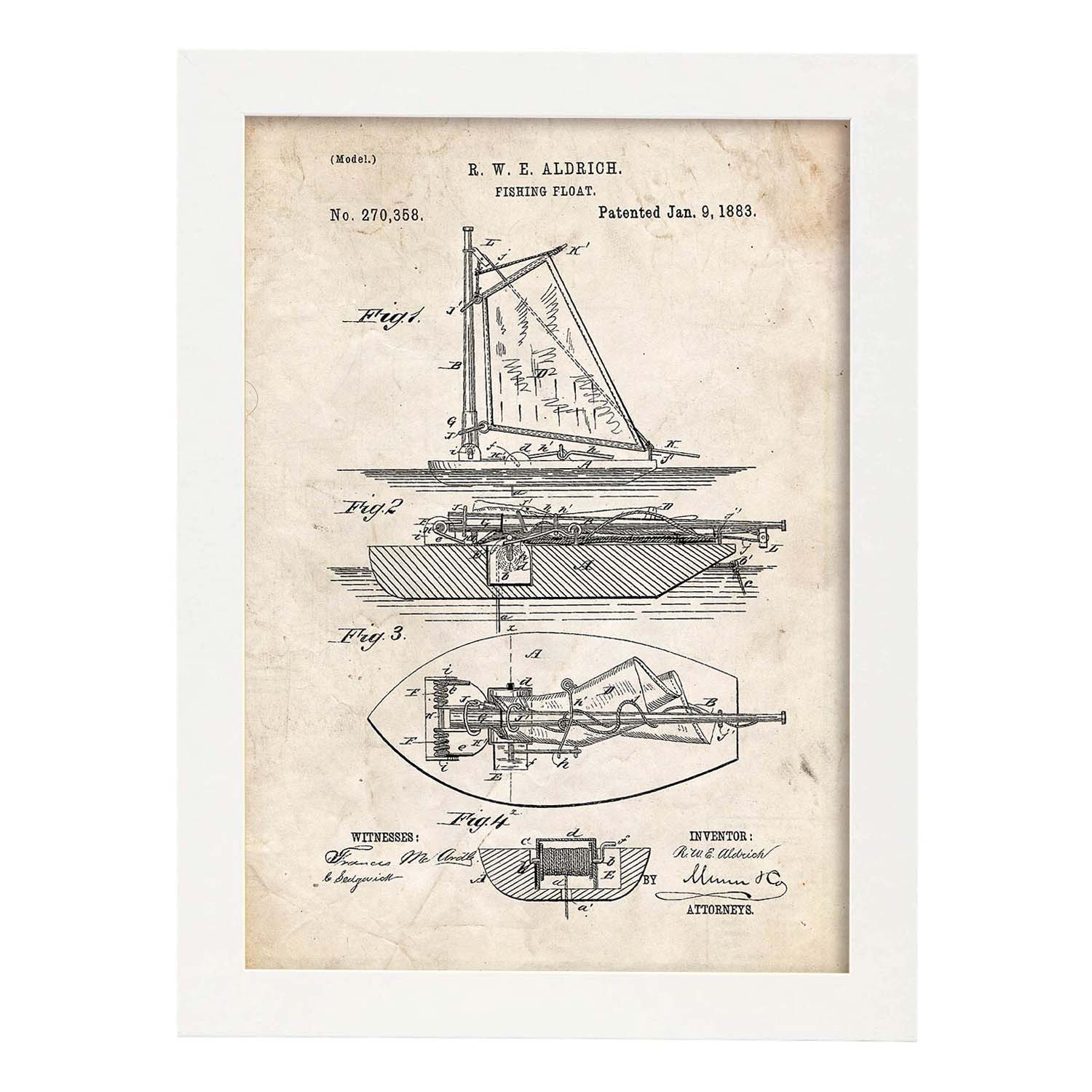 Réimpression Brevet Heddon 1910 – Appât De Pêche Vintage – Poster Papier 100 Ans – P041