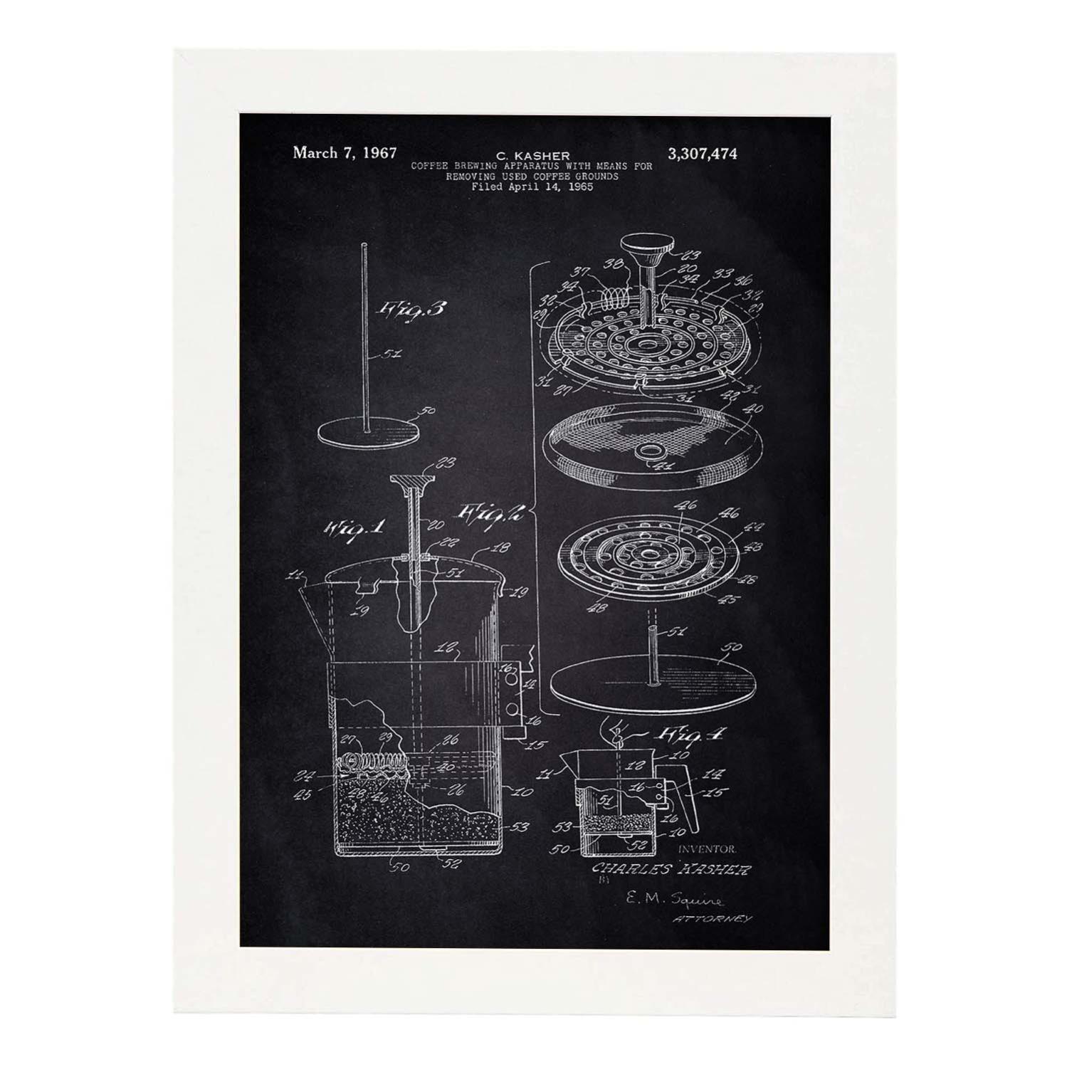 Nacnic Poster Con Cornice – Brevetto Di Stampante Vintage, Formato A3, Sfondo Retro
