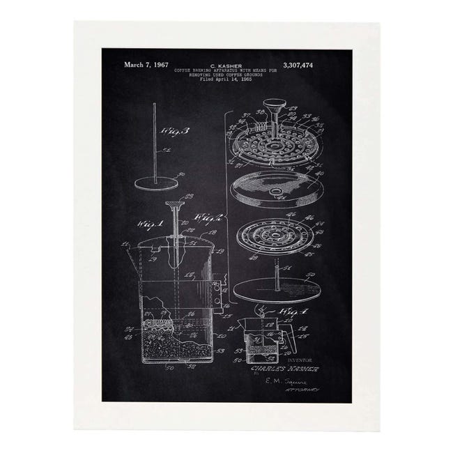 Nacnic Poster Con Cornice – Brevetto Di Stampante Vintage, Formato A3, Sfondo Retro