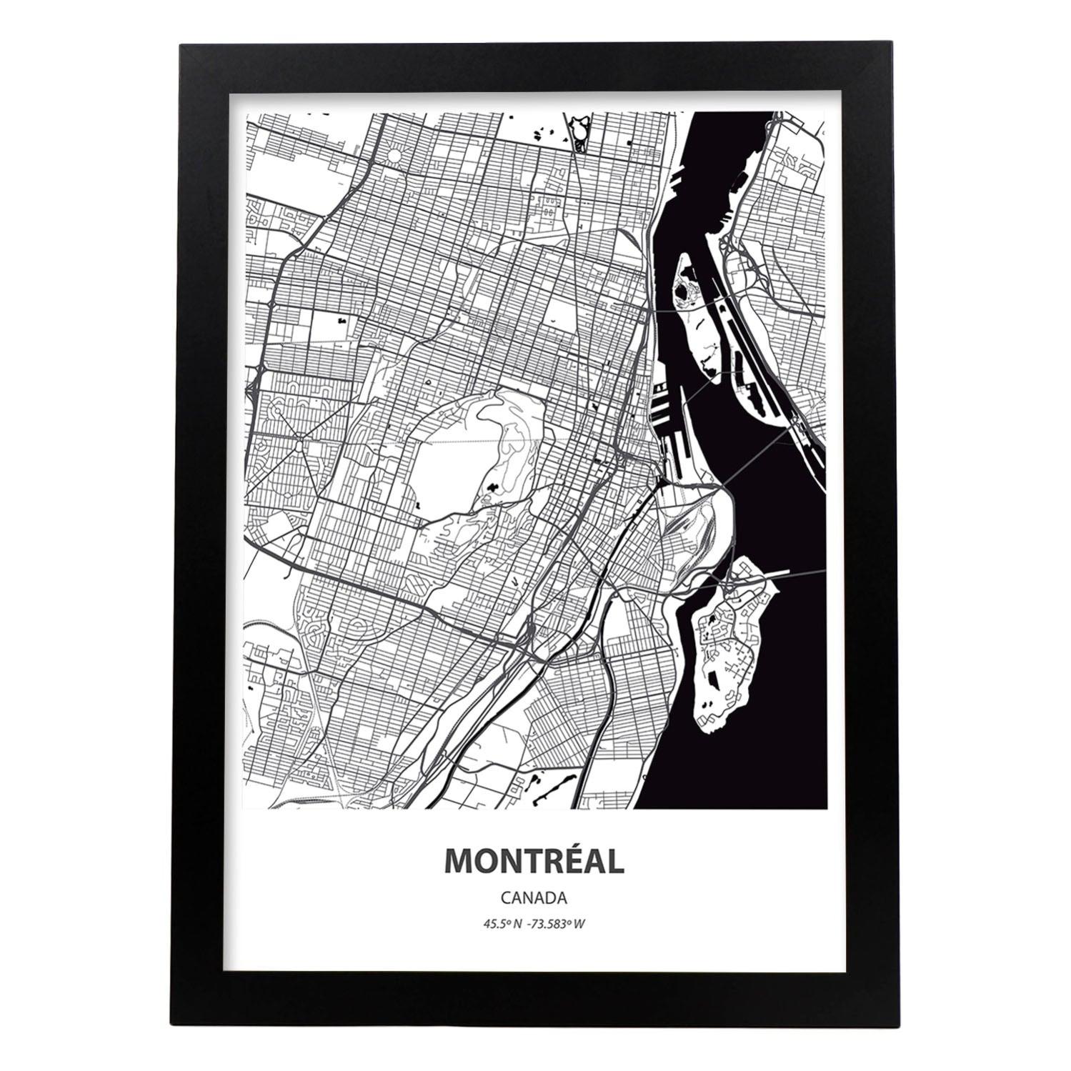 Mappa Di Montreal Canada Sheets Of Canada Cities Con Neri E Fiumi In