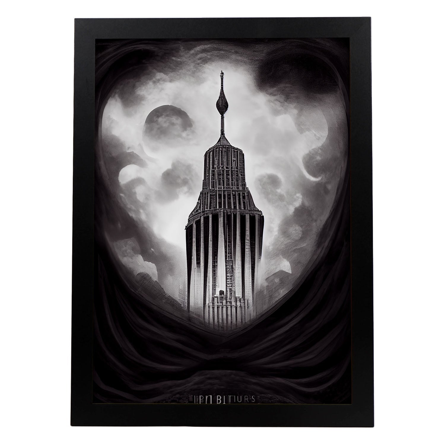 Nacnic lámina empire state confiado al estilo de t burton ilustraciones de monumentos ciudades paises inspiradas en arte gótico y oscuro diseño y deco