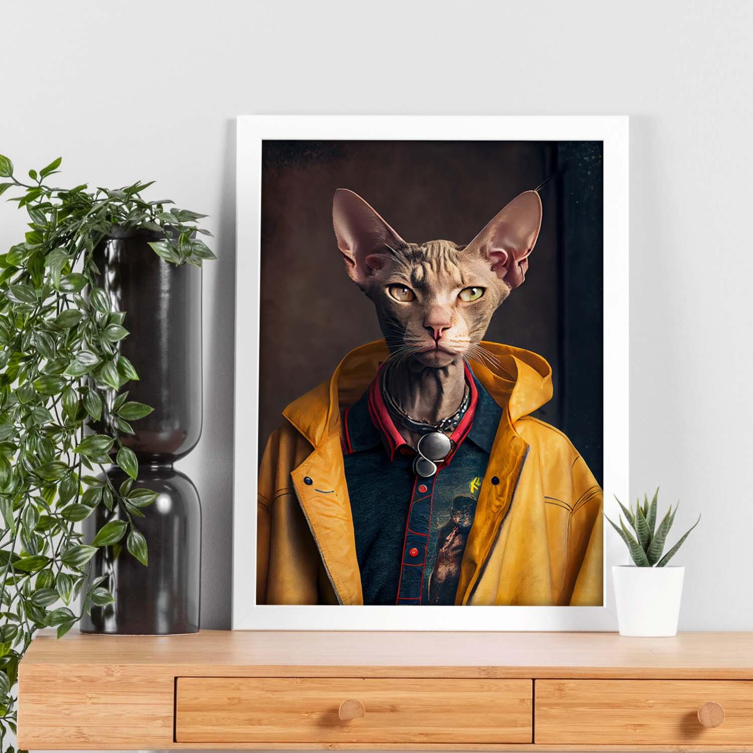 YFN Orecchini a forma di gatto in argento Sterling con gatto nero