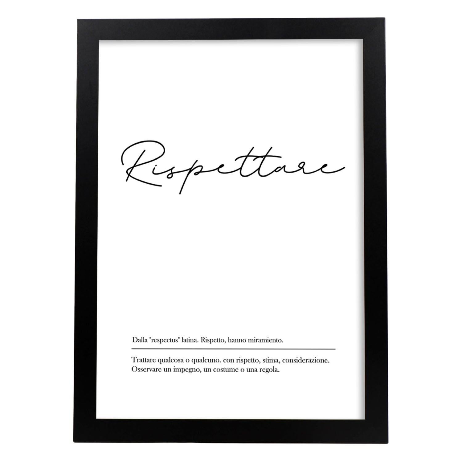 Lame Avec Des Mots Définition En Italien. Affiche «rispettare» De Mots