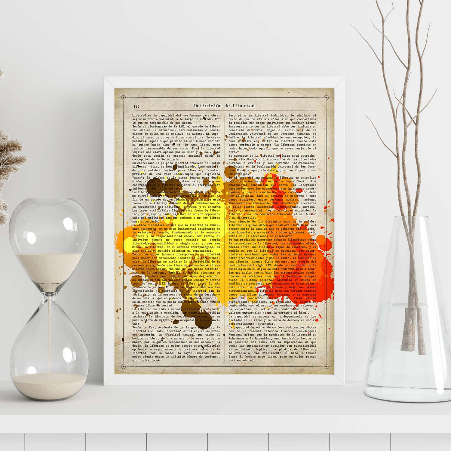 Il quadro con cornice Map Of The World Yellow