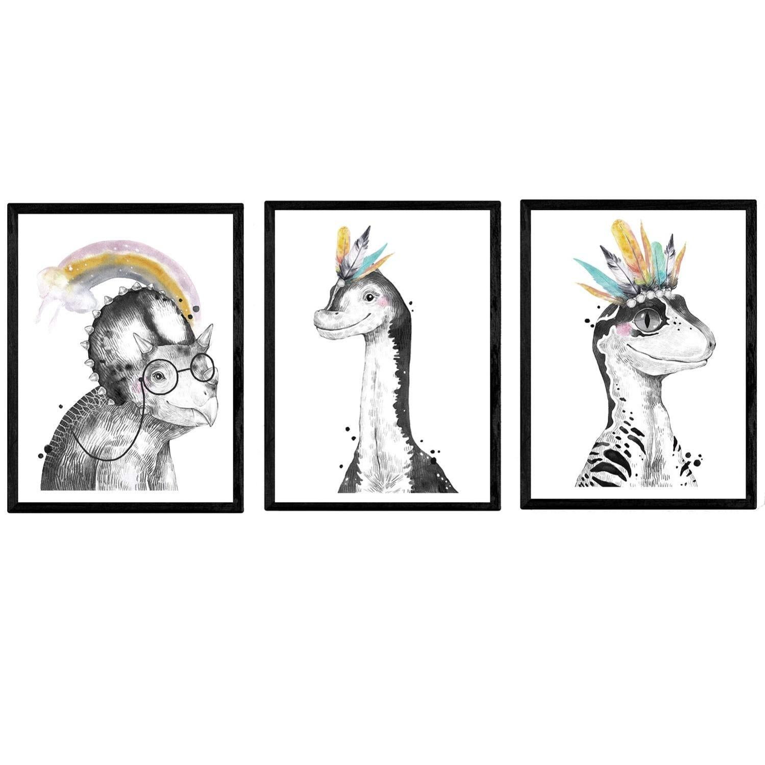 Posters Dinosaures Pour Enfant – Lot De 4 Affiches 20x25 Cm Sans Cadre – Décoration Chambre Bébé Garçon - 4