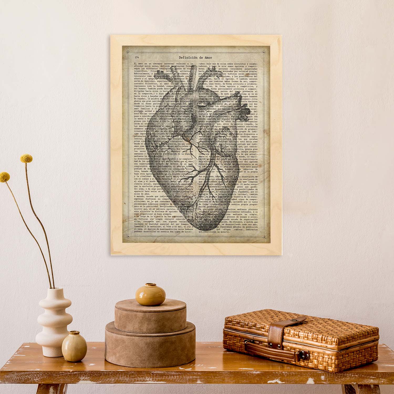 Poster Del Cuore Anatomico. Fogli D'amore Romantici Con Definizioni.  Illustrazioni Per Il Tuo Partner, Famiglia, Donna,  Cornice Nere A3