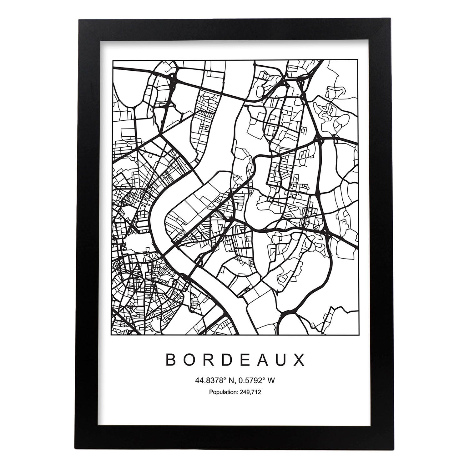 Affiche Bordeaux noir et blanc - Tableau ville vintage