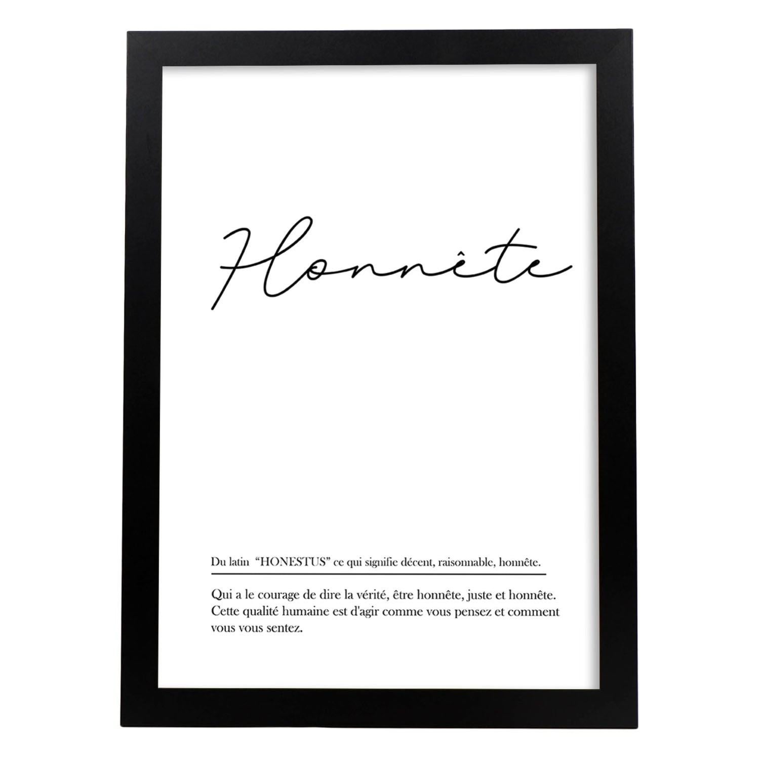 Affiche Avec Des Mots En Français. Laminé Avec La Définition Et