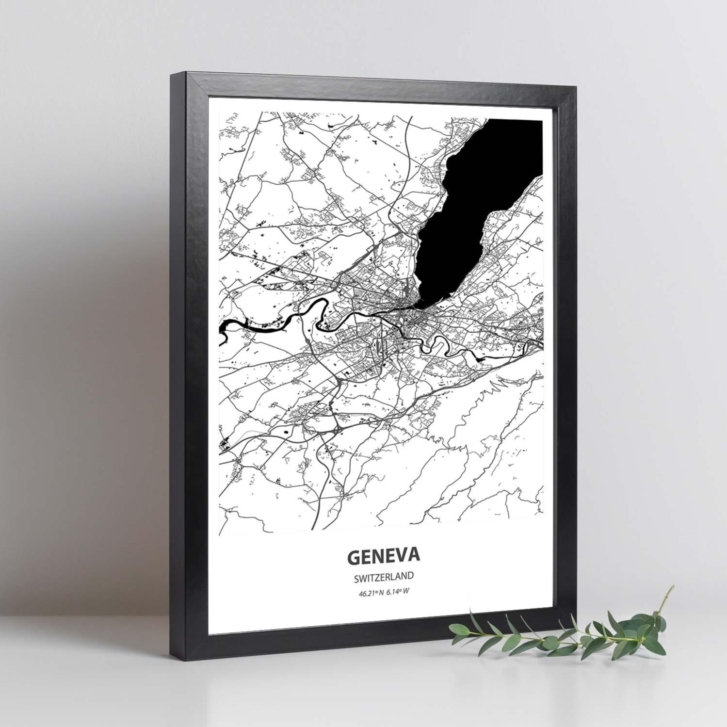 Affiche De La Carte De Genève Suisse. Plaques De Villes En Europe